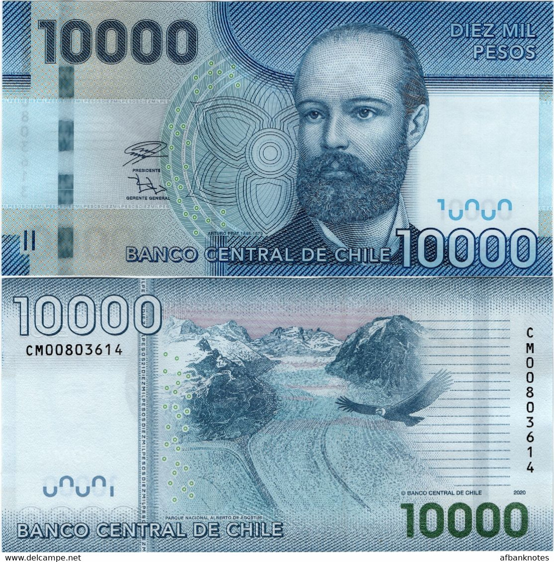 CHILE       10,000 Pesos       P-164[i]       2020       UNC  [ 10000 ] - Chili