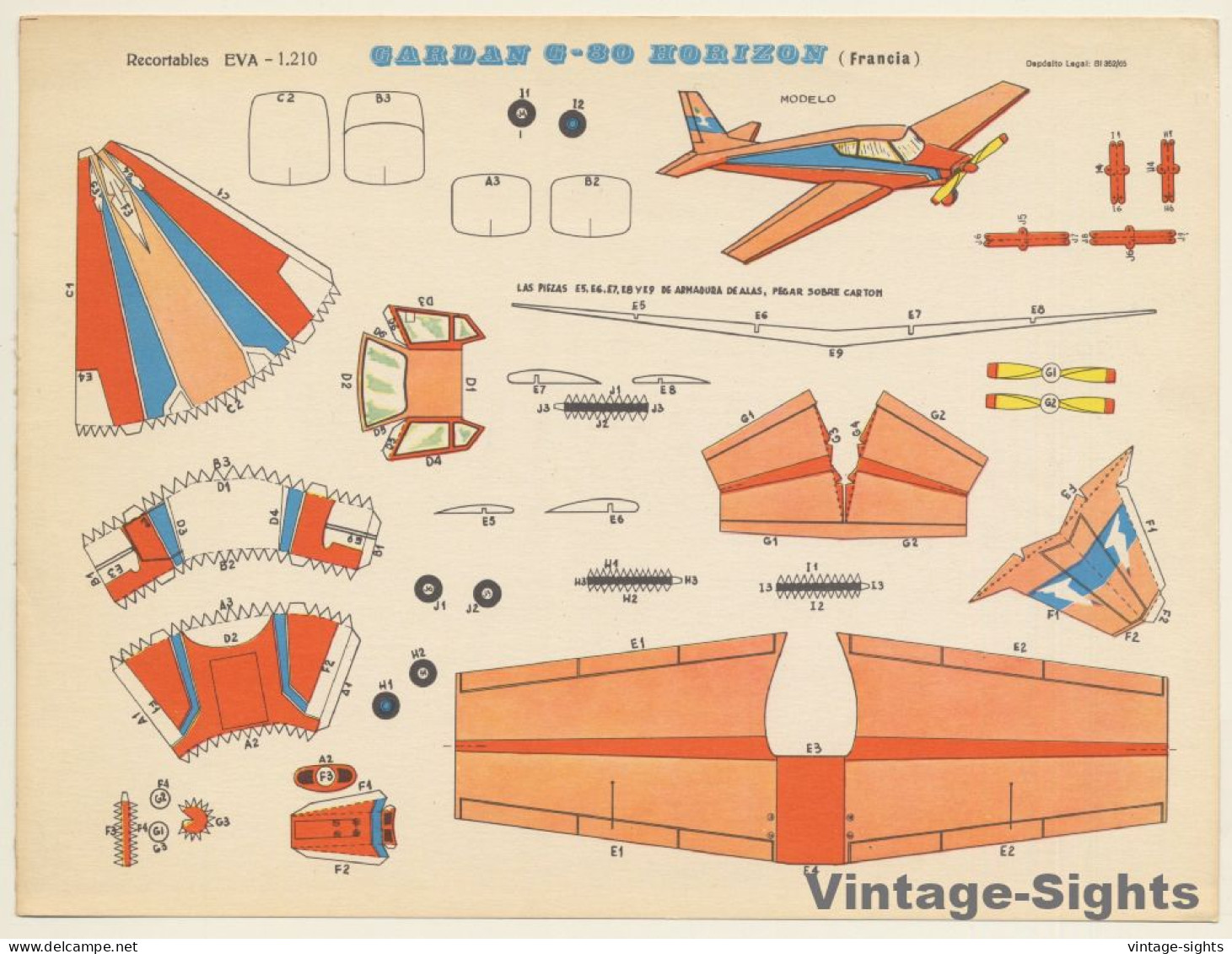 Recortables EVA: Gardan G-80 Horizon (Vintage Cut Out Airplane 1965) - Modellini Di Cartone / Lasercut