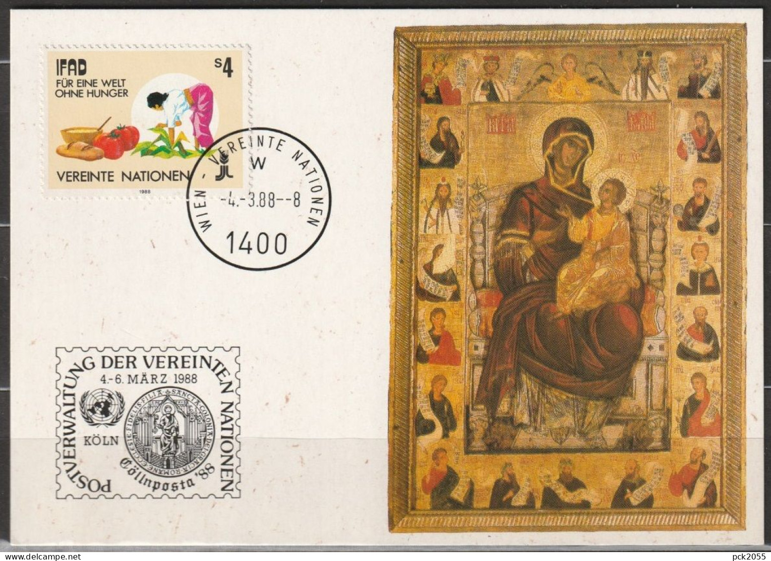 UNO Wien 1988 UNICEF Kunstkarte Sonderstempel Kölnposta 88 MiNr.79   ( D 6999 ) - Briefe U. Dokumente