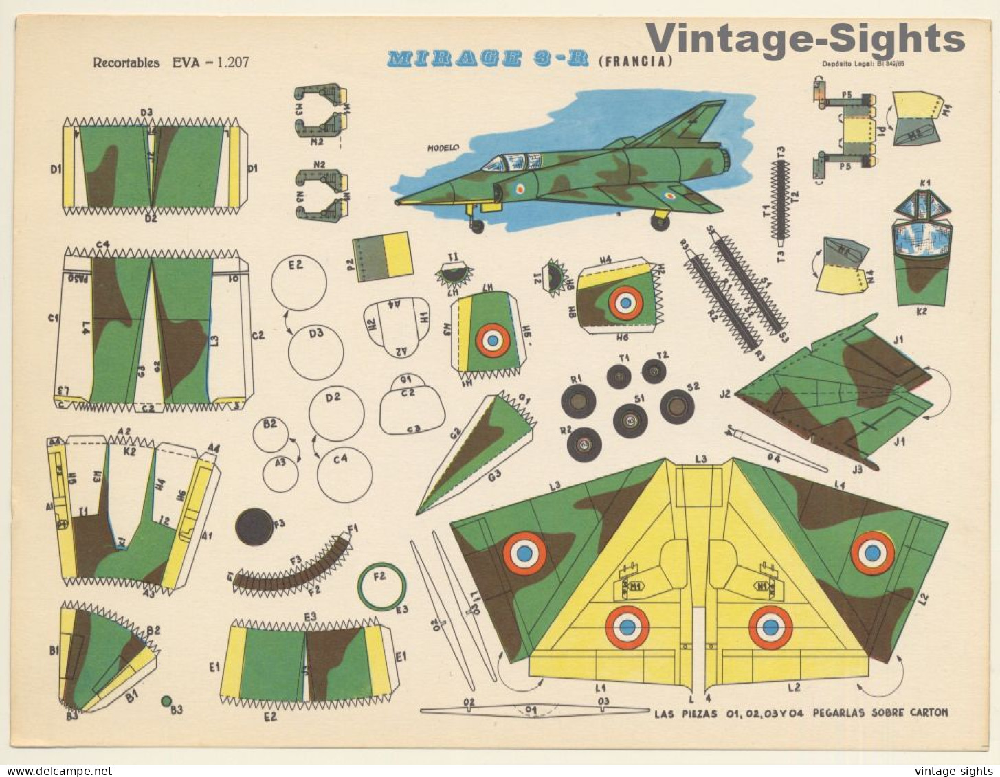 Recortables EVA: Mirage 3-R (Francia) (Vintage Cut Out Airplane 1965) - Modellini Di Cartone / Lasercut