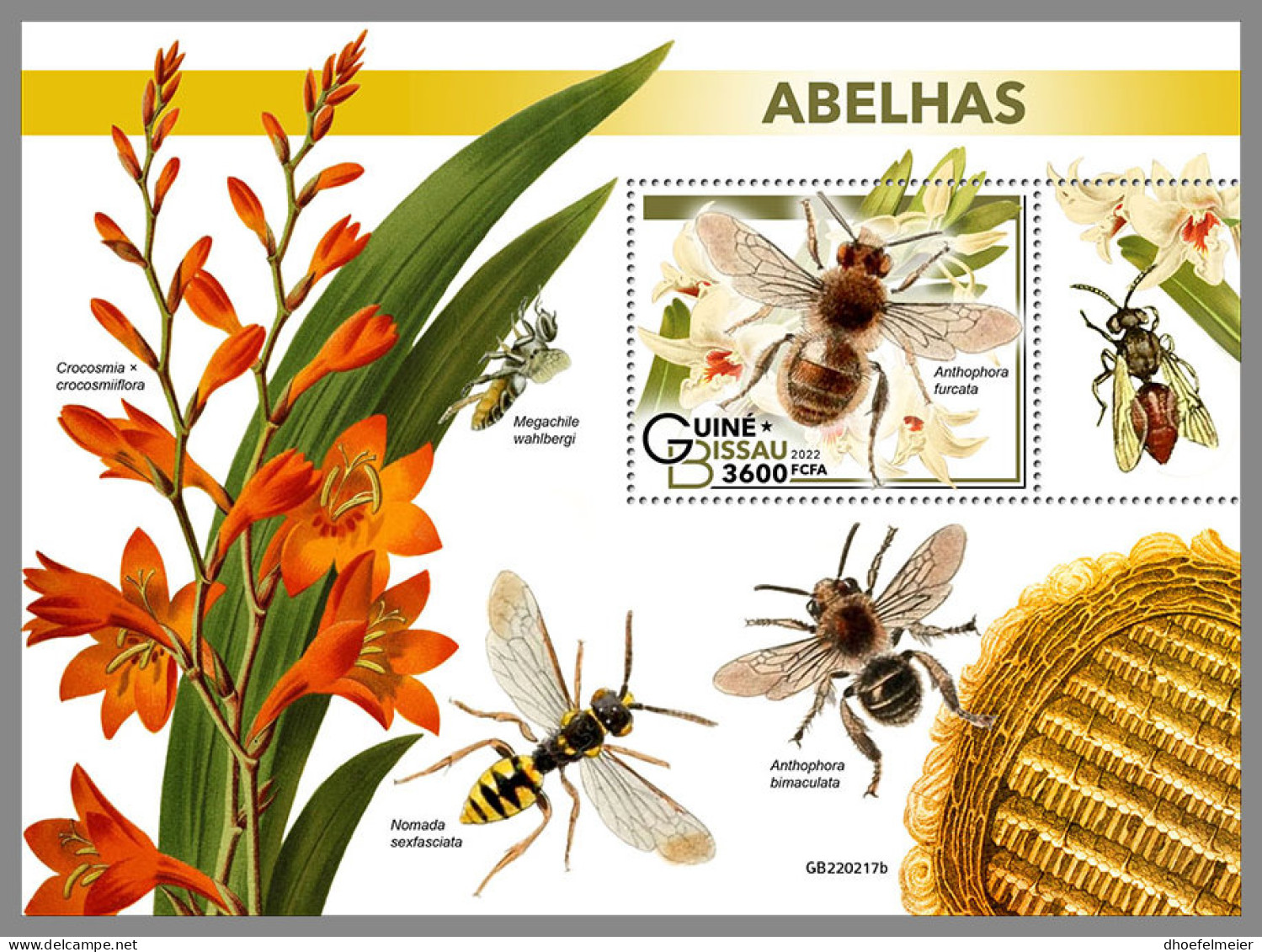 GUINEA BISSAU 2022 MNH Bees Bienen S/S - OFFICIAL ISSUE - DHQ2321 - Abeilles