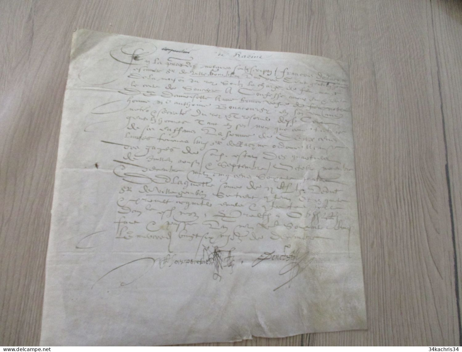 Pièce Signe Sur Velin à Traduire 1564/1565 à Priori Affaire Militaires De Racine à Confirmer - Manuscripts