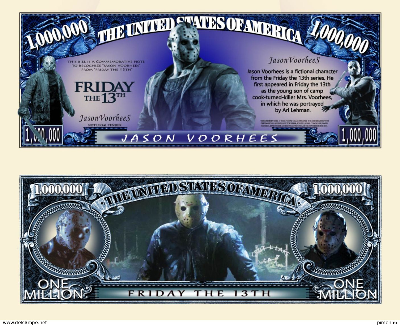 USA - FANTASY NOTE - JASON  VOORHEES  FROM  FRIDAY  THE 13 TH - UNC - Sonstige & Ohne Zuordnung