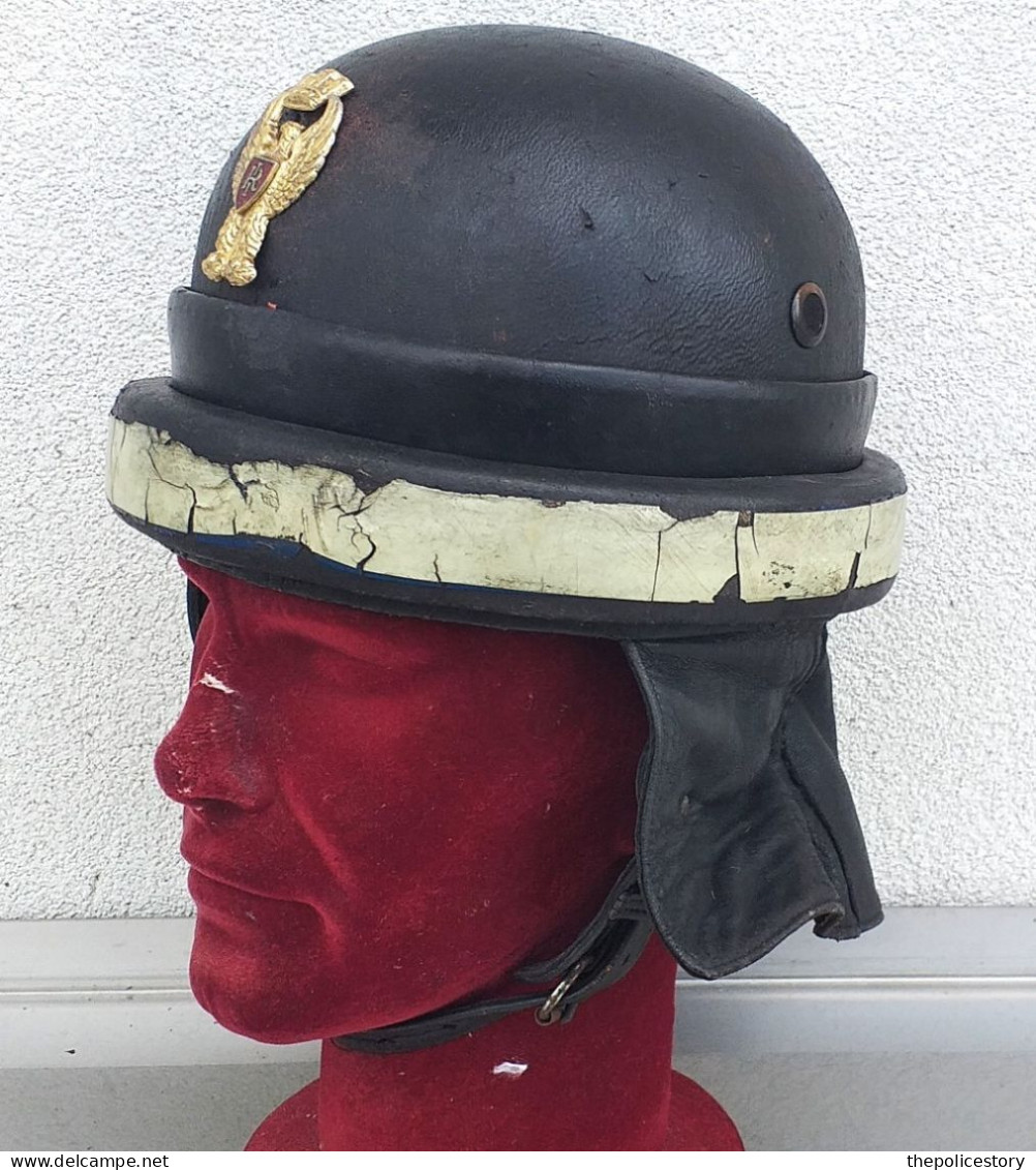 Casco Ubott In Cuoio E Sughero Da Motociclista Della P.S. Anni '50 - Headpieces, Headdresses