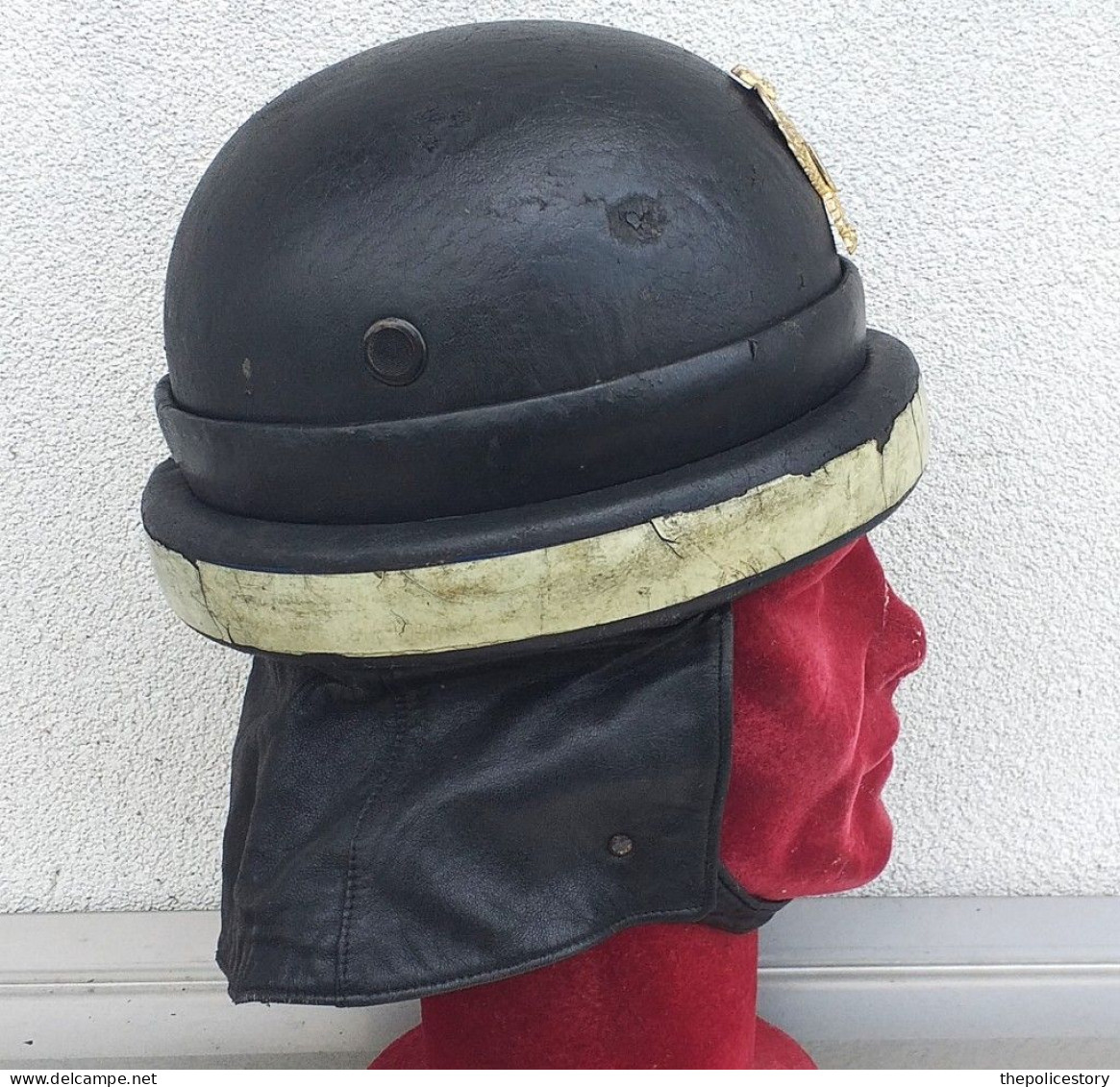 Casco Ubott in cuoio e sughero da Motociclista della P.S. anni '50