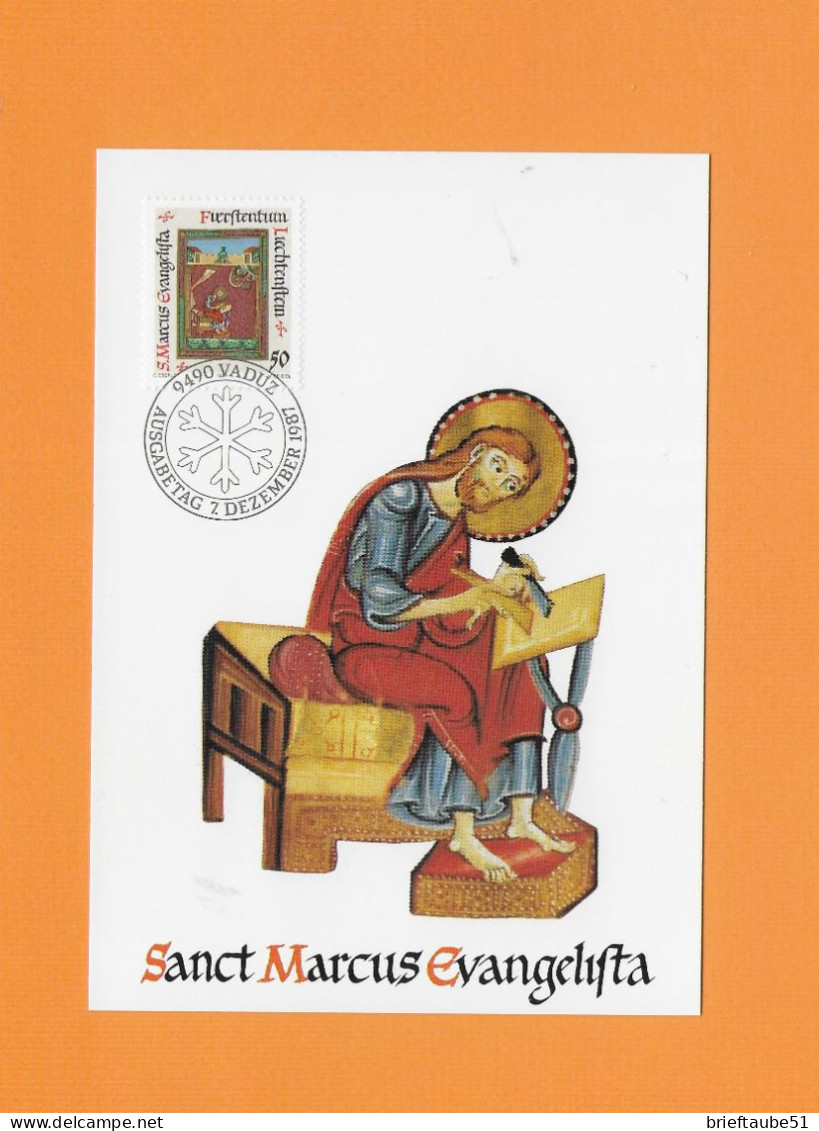 LIECHTENSTEIN  1987 MAXIMUMKARTE  MiNr. 78 "Die Vier Evangelisten: S. Marcus  #  St-Marc  # St Mark" - Teologi