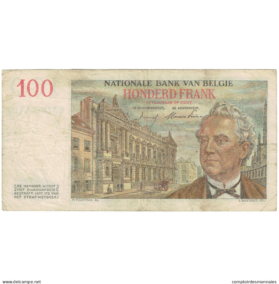 Billet, Belgique, 100 Francs, 1955, 1955-03-03, KM:129b, TB+ - 100 Franchi