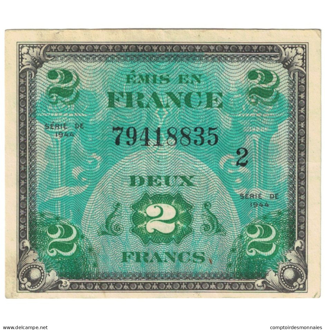 France, 2 Francs, 1944, 79418835, SUP, Fayette:VF16.2, KM:114a - 1944 Flag/France