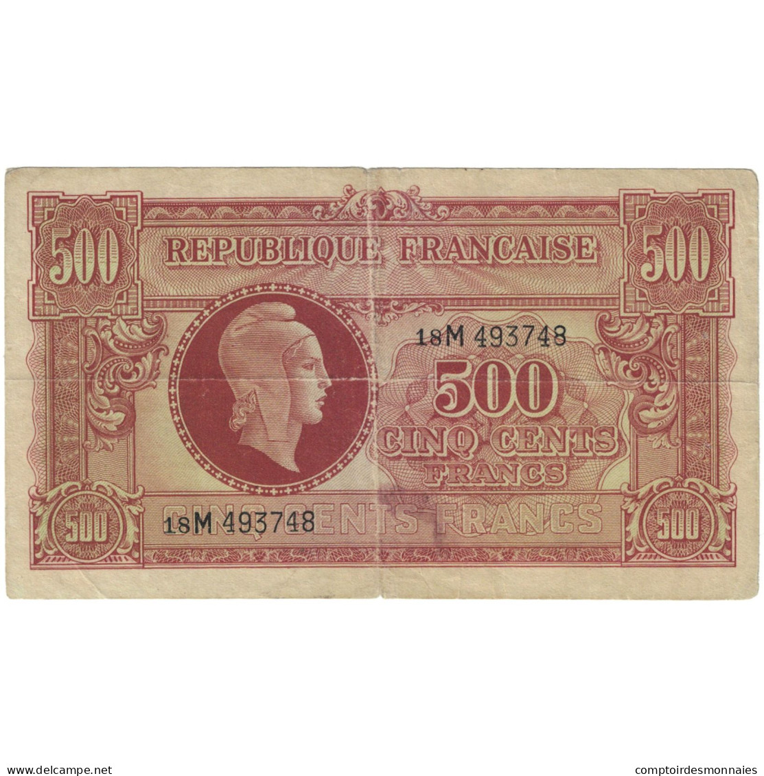 France, 500 Francs, Marianne, 1945, M493748, TTB, Fayette:VF 11.2, KM:106 - 1943-1945 Maríanne