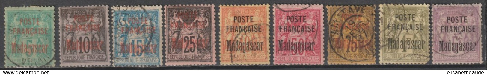 MADAGASCAR - RARE SERIE COMPLETE YVERT N° 14/22 OBLITERES  - COTE = 590 EUR. - Oblitérés