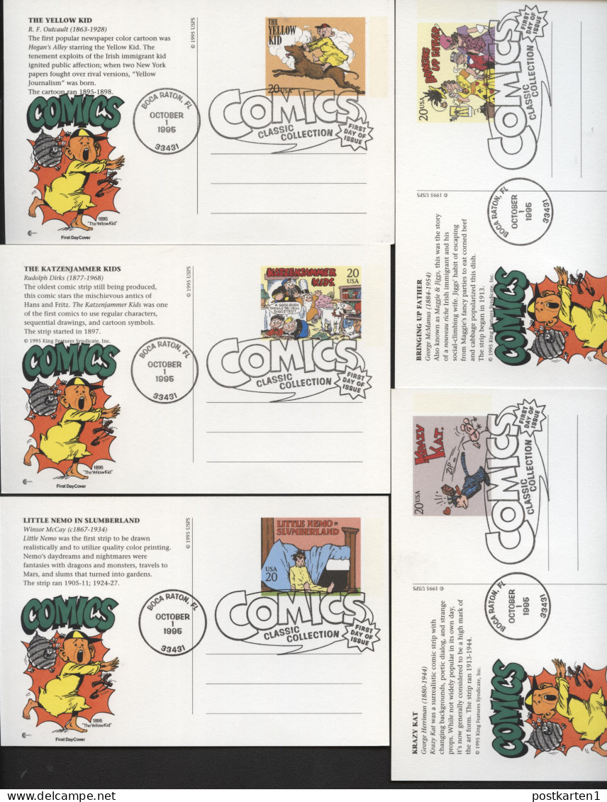UX221-240 COMICS Set Of 20 Postal Cards FDC CCCachets 1995 - 1981-00