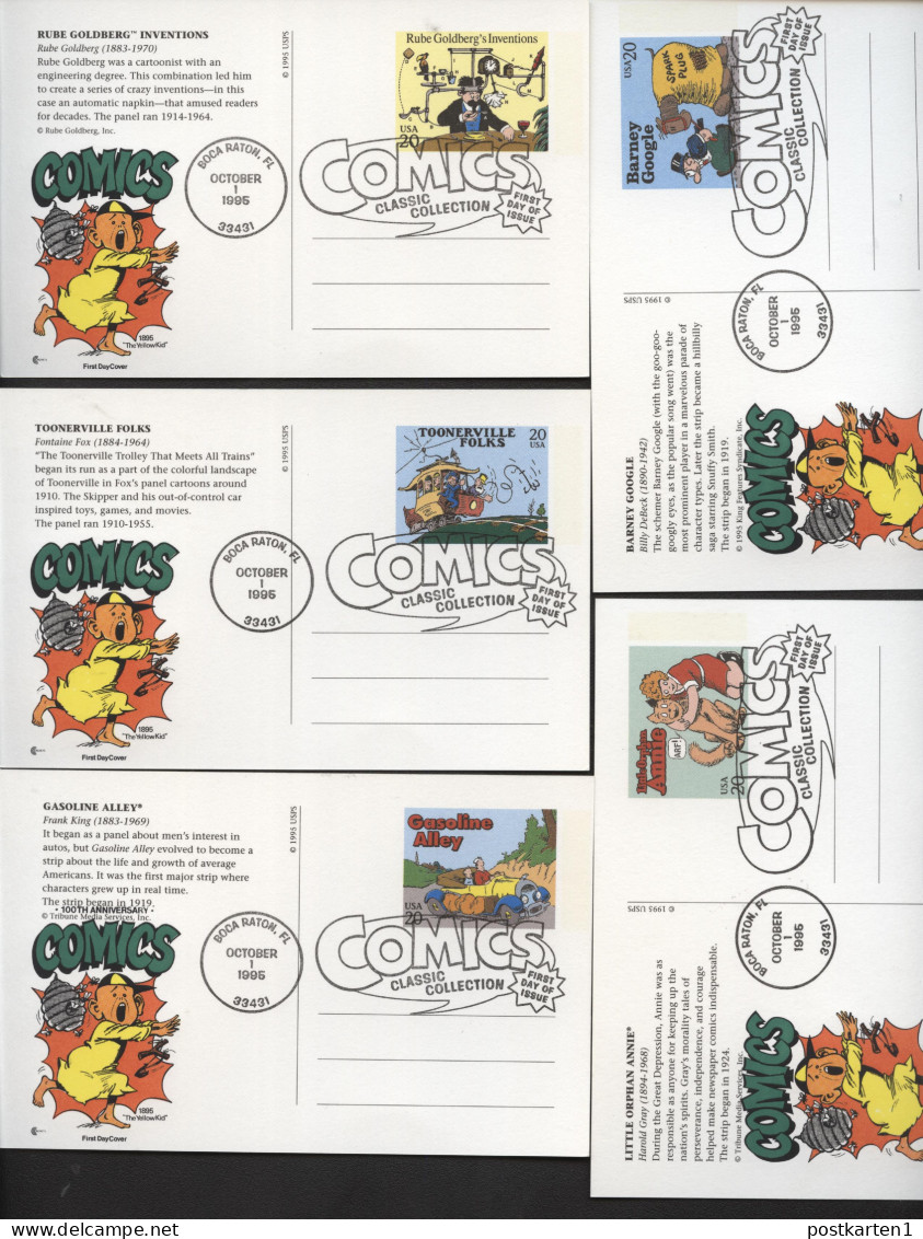 UX221-240 COMICS Set Of 20 Postal Cards FDC CCCachets 1995 - 1981-00