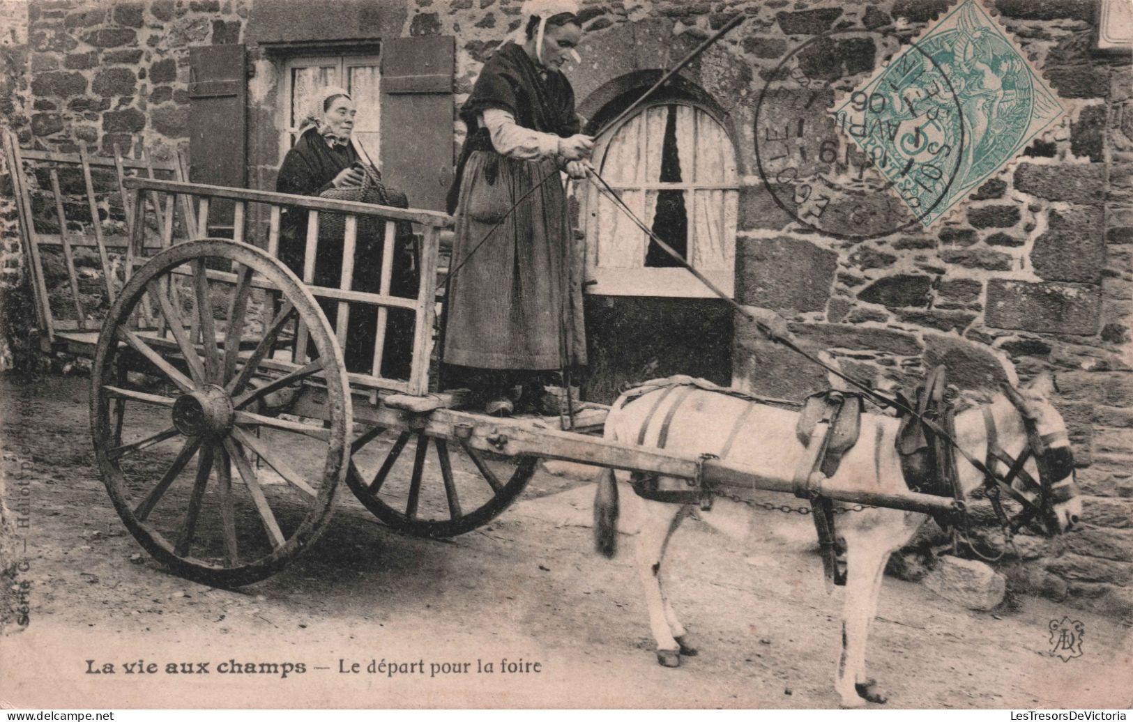 METIER - La Vie Aux Champs - Le Depart Pour La Foire - Atelage - Animé  - Carte Postale Ancienne - Landbouwers