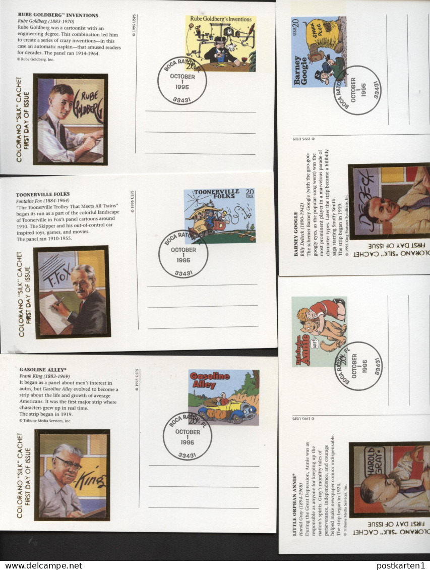 UX221-240 COMICS Set Of 20 Postal Cards FDC COLORANO "SILK"  1995 - 1981-00