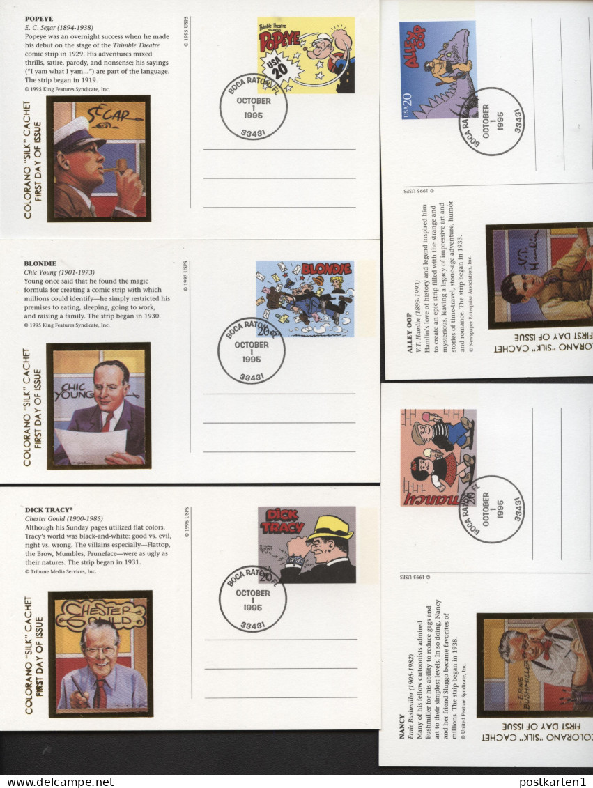 UX221-240 COMICS Set Of 20 Postal Cards FDC COLORANO "SILK"  1995 - 1981-00