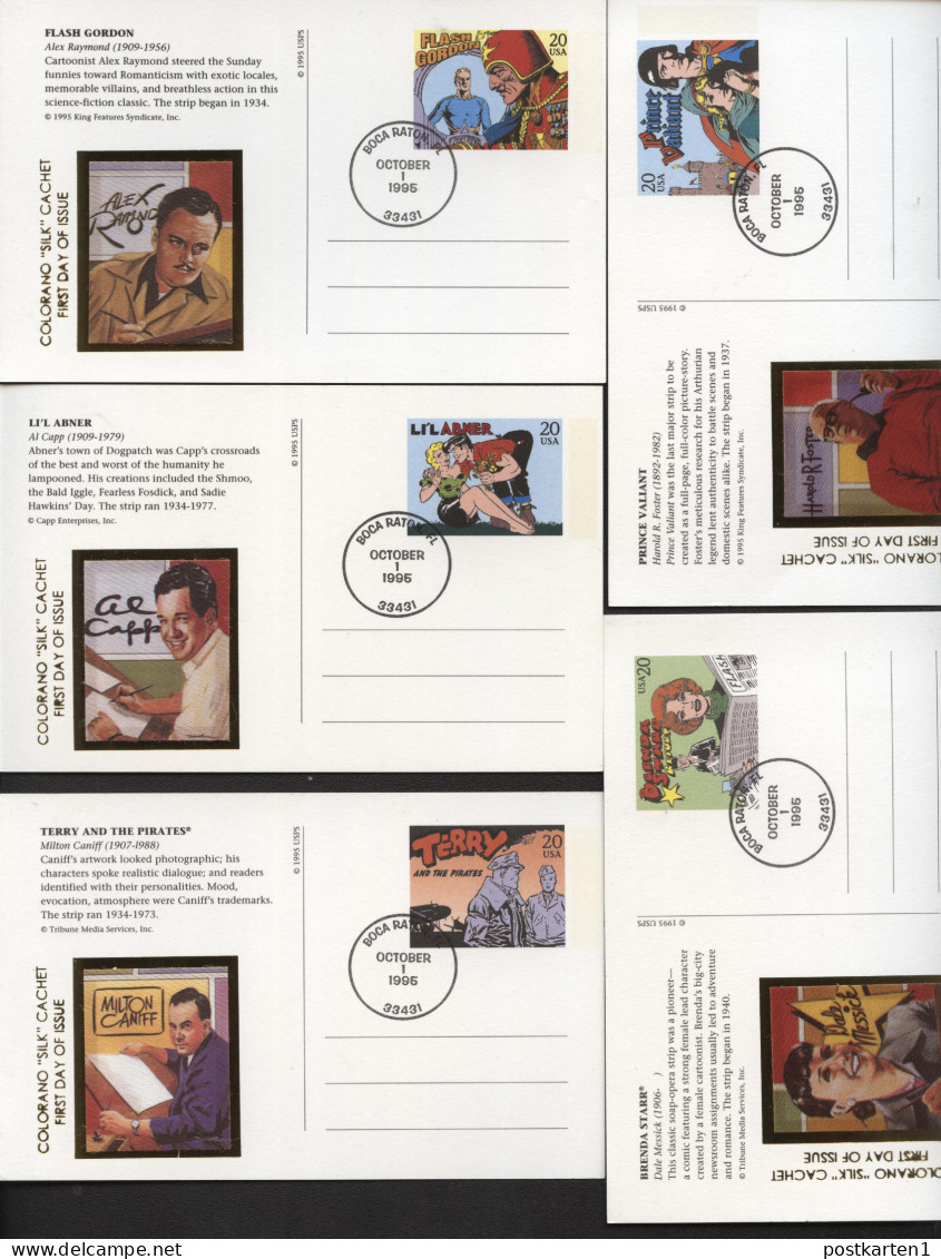 UX221-240 COMICS Set Of 20 Postal Cards FDC COLORANO "SILK"  1995 - 1981-00