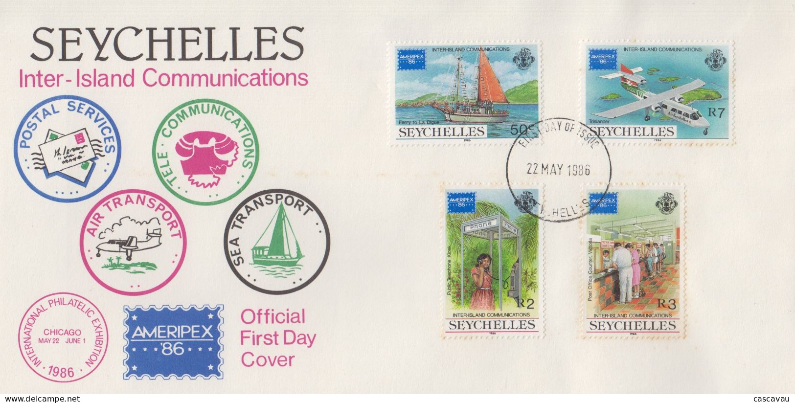 Enveloppe  FDC  1er  Jour     SEYCHELLES      AMERIPEX   1986 - Seychelles (1976-...)