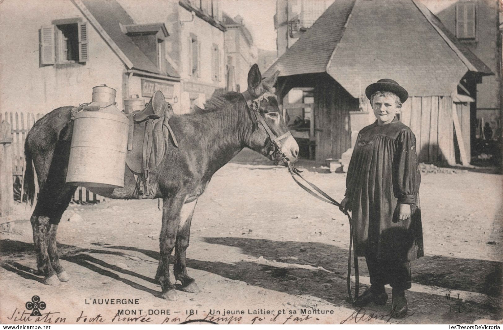 METIER - Un Jeune Laitier Et Sa Monture - L'auvergne - Mont Dore - Ane - Carte Postale Ancienne - Farmers