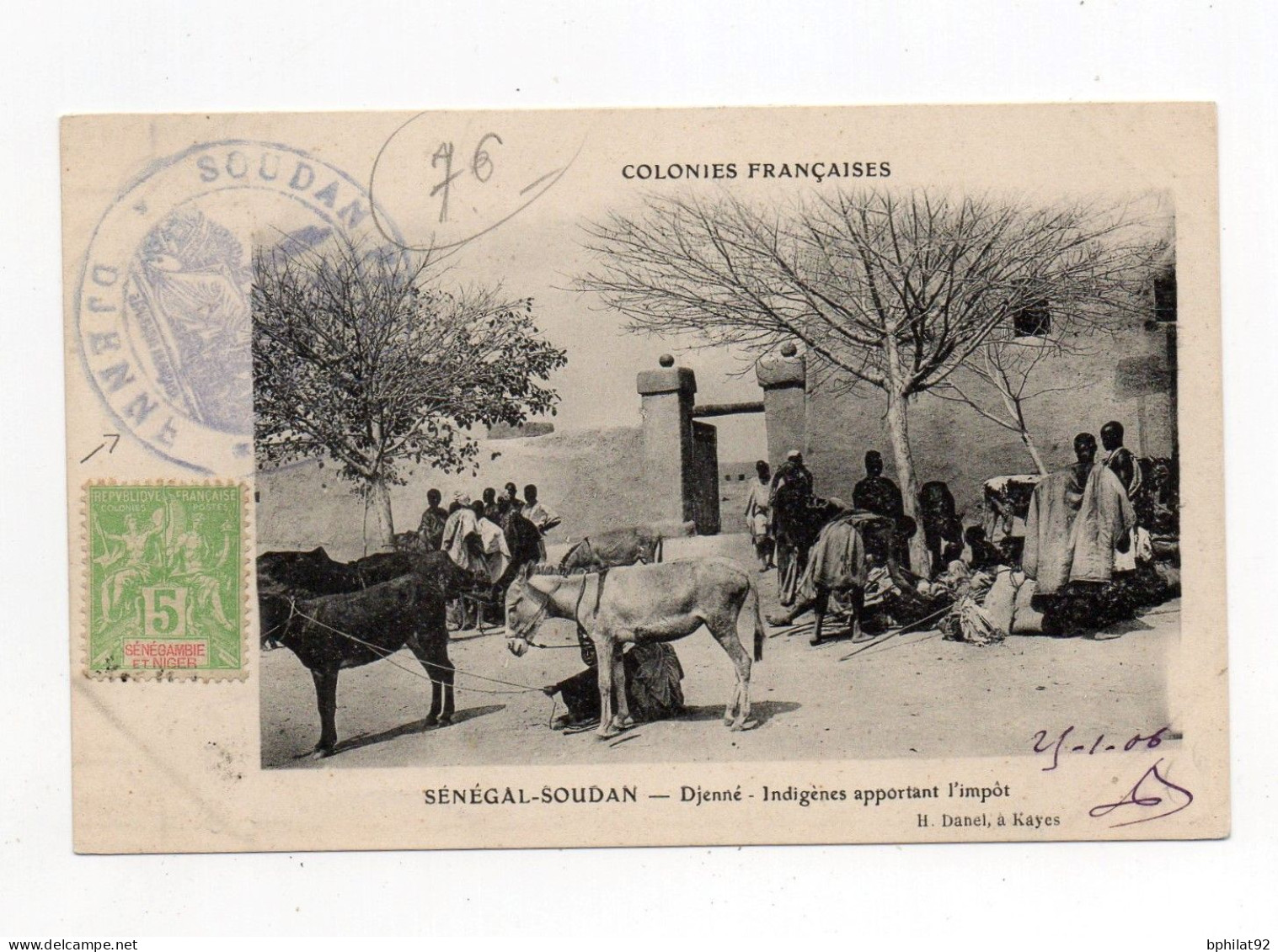 !!! CACHET DE DJENNE - SOUDAN SUR CPA DE 1906 POUR LA FRANCE - Briefe U. Dokumente