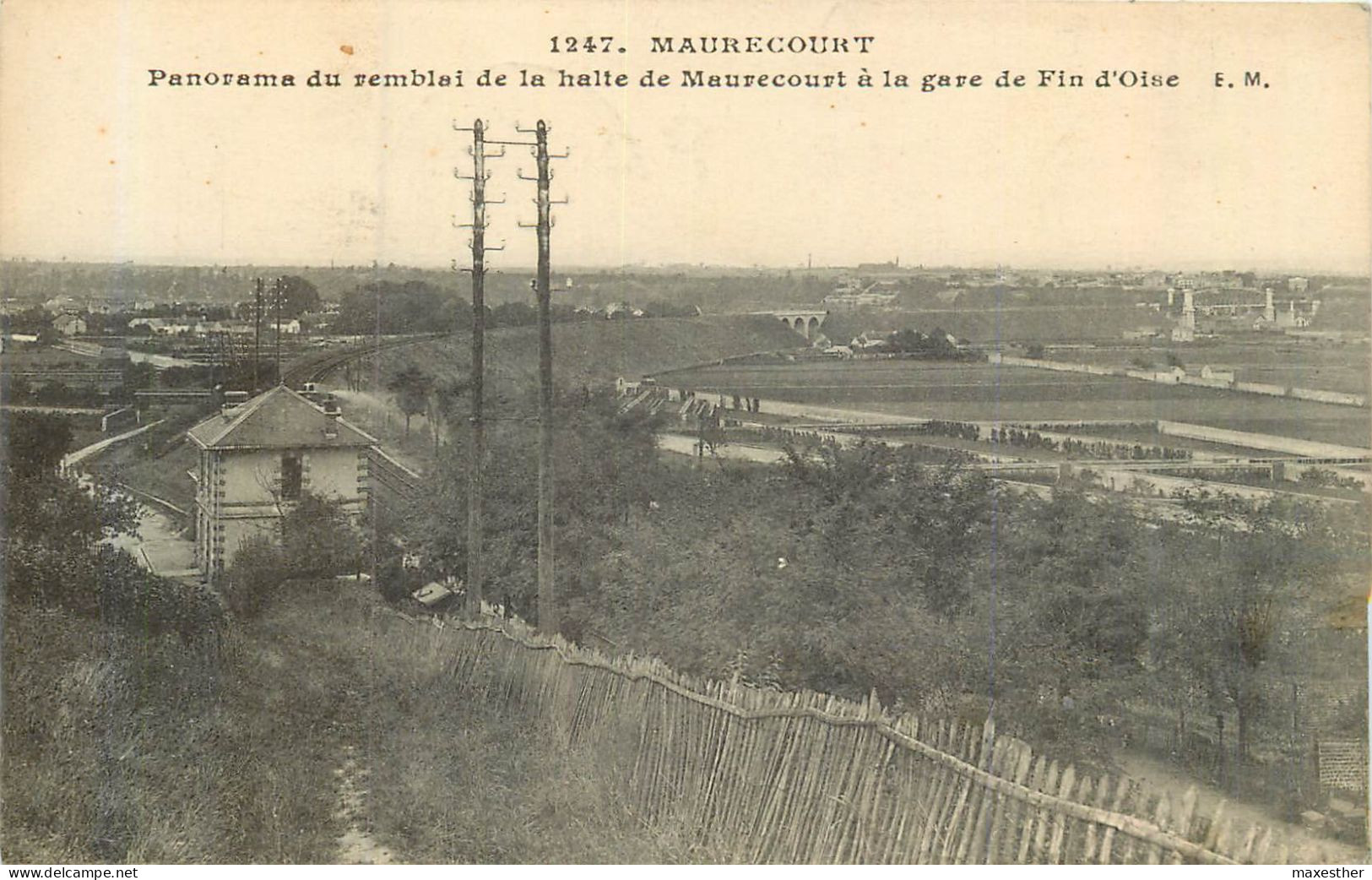 MAURECOURT Panorama Du Remblai De La Halte De ...à La Gare De Fin D'Oise (noir Et Blanc) - Maurecourt