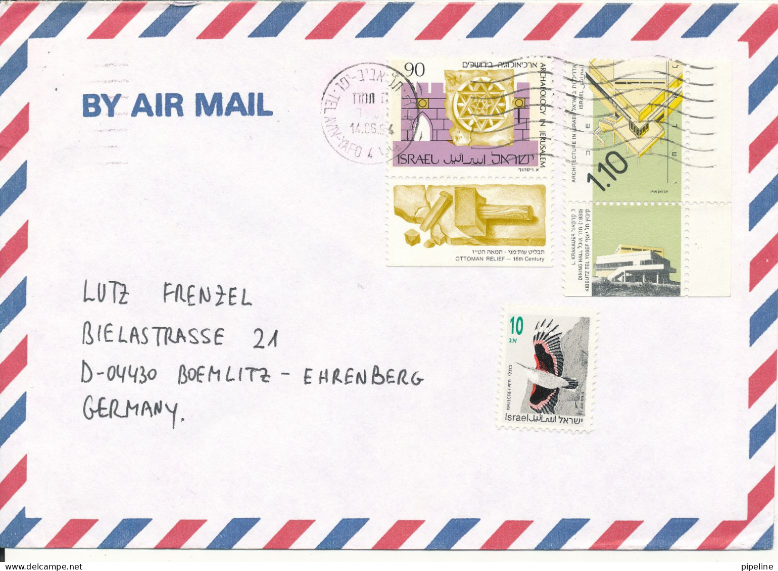 Israel Air Mail Cover Sent To Germany 14-6-1994 Topic Stamps - Poste Aérienne