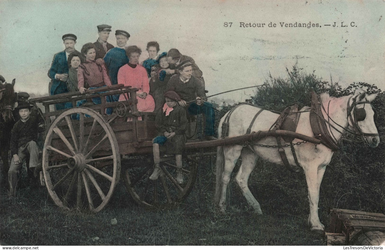 METIER - Vignerons - Retour De Vendanges - Atelage Et Cariole - Colorisé - Carte Postale Ancienne - Bauern