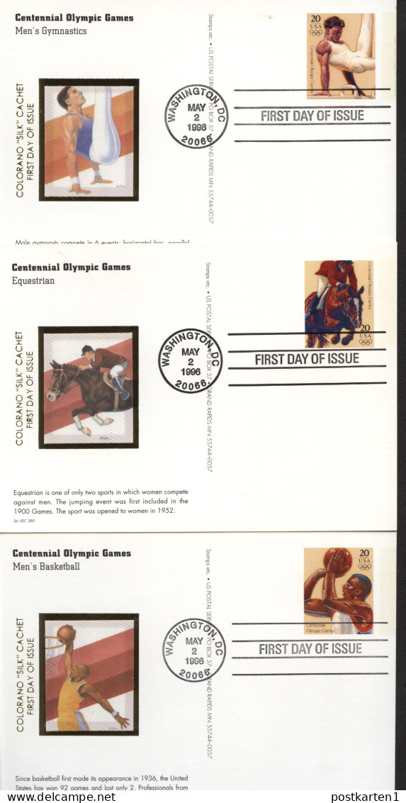 UX242-261 OLYMPIC GAMES 20 Postal Cards FDC Colorano "Silk" 1996 - 1981-00