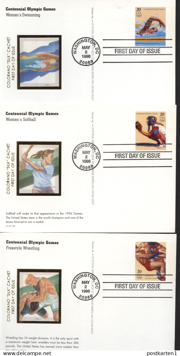 UX242-261 OLYMPIC GAMES 20 Postal Cards FDC Colorano "Silk" 1996 - 1981-00