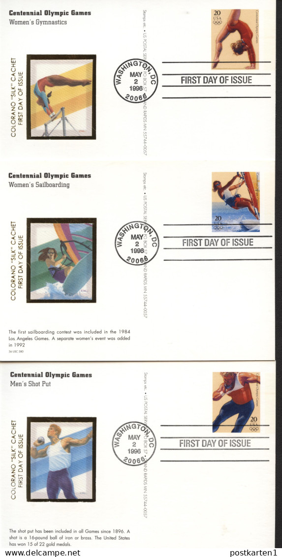 UX242-261 OLYMPIC GAMES 20 Postal Cards FDC Colorano "Silk" 1996 - 1981-00