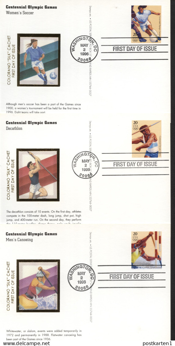 UX242-261 OLYMPIC GAMES 20 Postal Cards FDC Colorano "Silk" 1996 - 1981-00