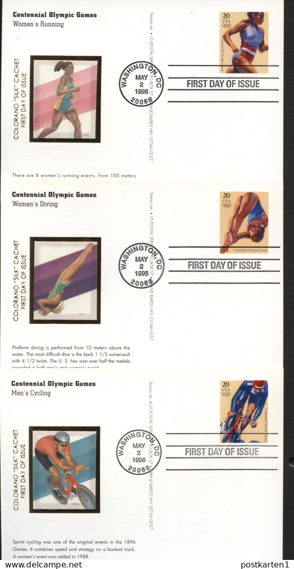 UX242-261 OLYMPIC GAMES 20 postal cards FDC Colorano "Silk" 1996