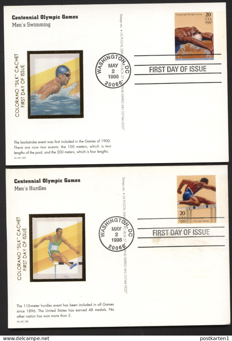 UX242-261 OLYMPIC GAMES 20 postal cards FDC Colorano "Silk" 1996