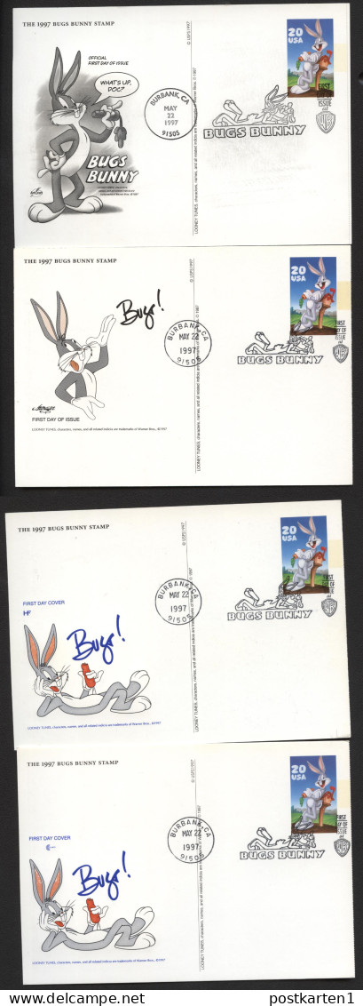 UX281 4 Postal Cards BUGS BUNNY FDC 1997 - 1981-00
