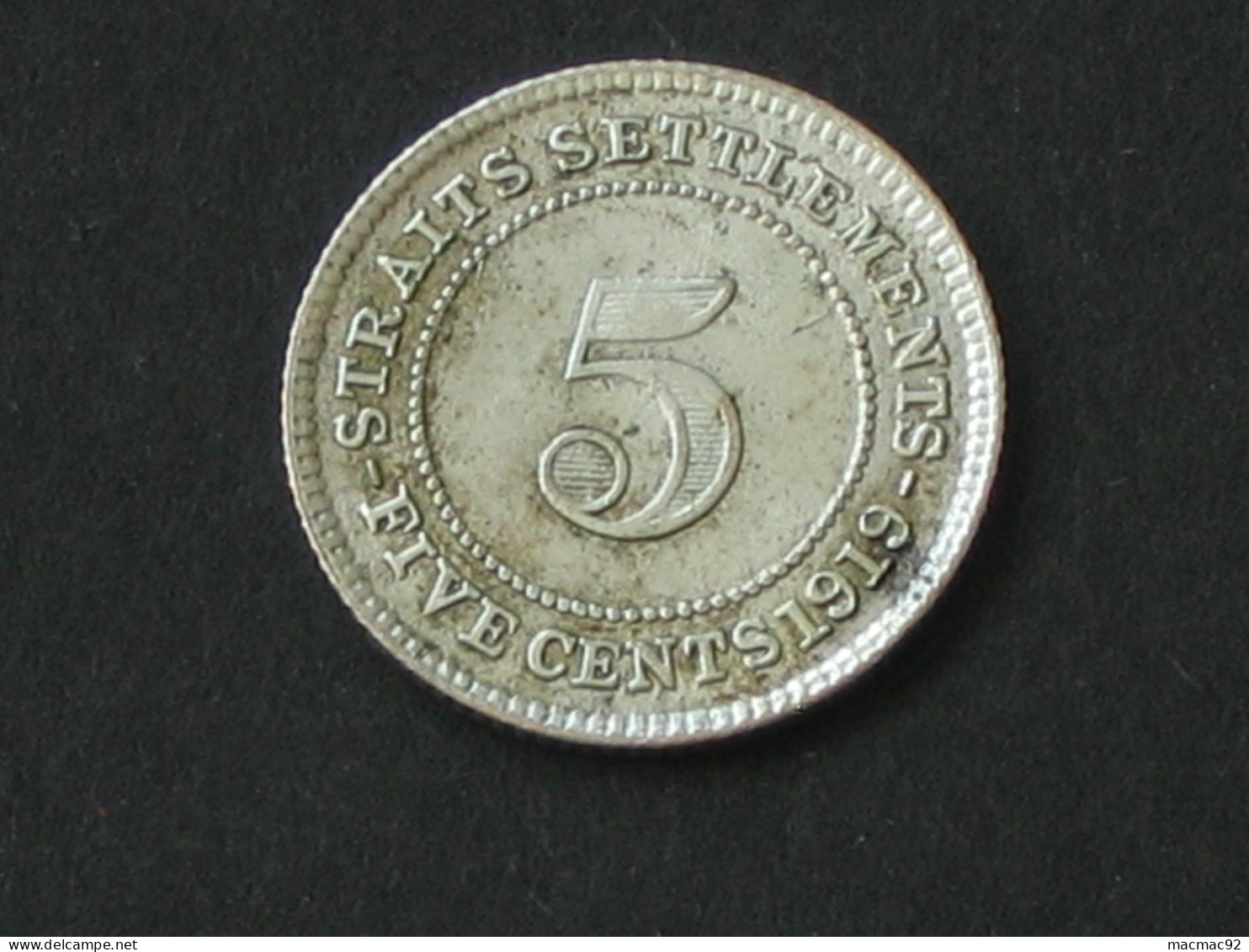 Straits Settlements - Singapour - 5 Five Cents 1919 - George V King And Emperor Of India  **** EN ACHAT IMMEDIAT **** - Singapour