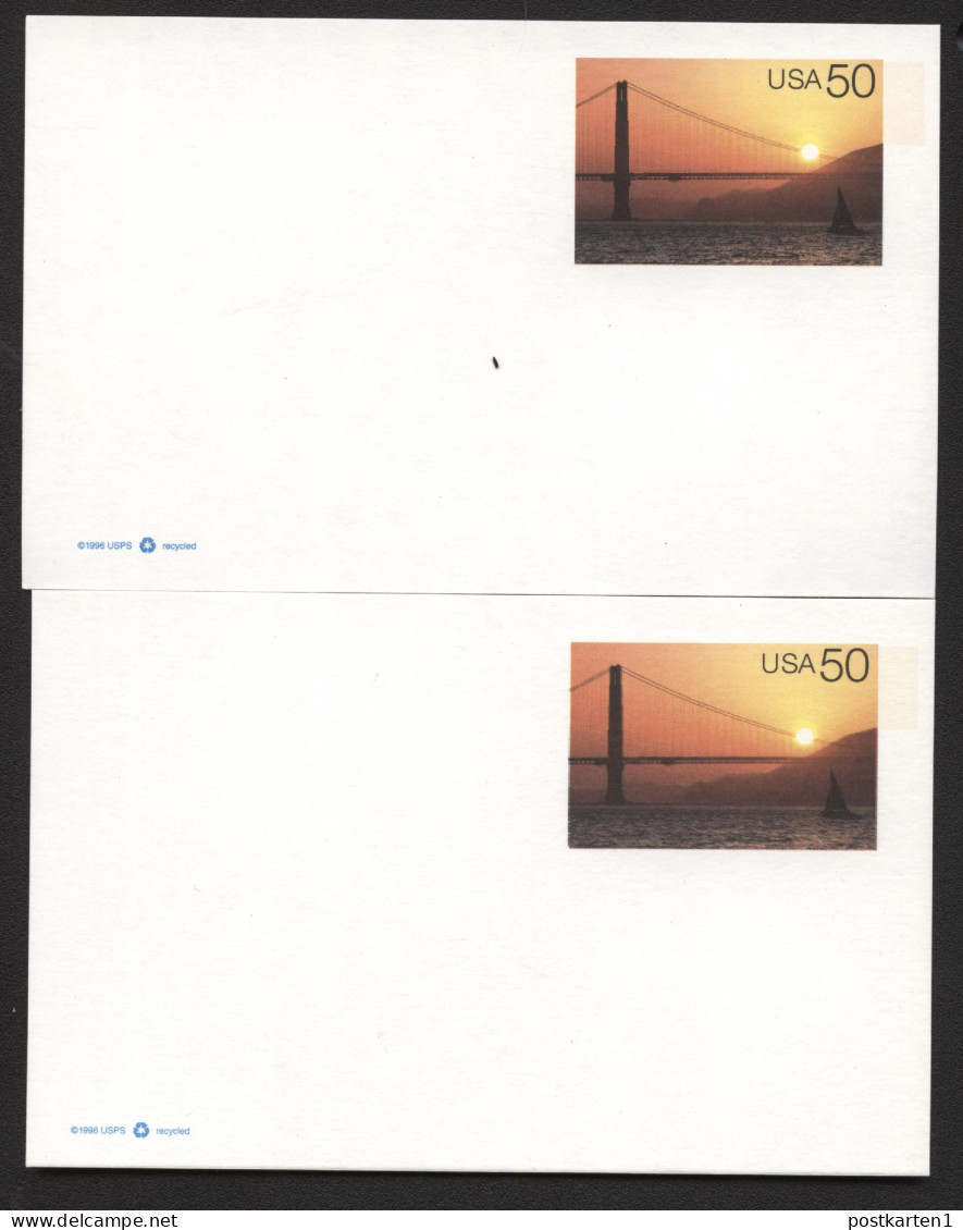 UX283 Postal Cards Golden Gate Bridge VARIANTS OF FOURESCENCE Mint 1997 - 1981-00