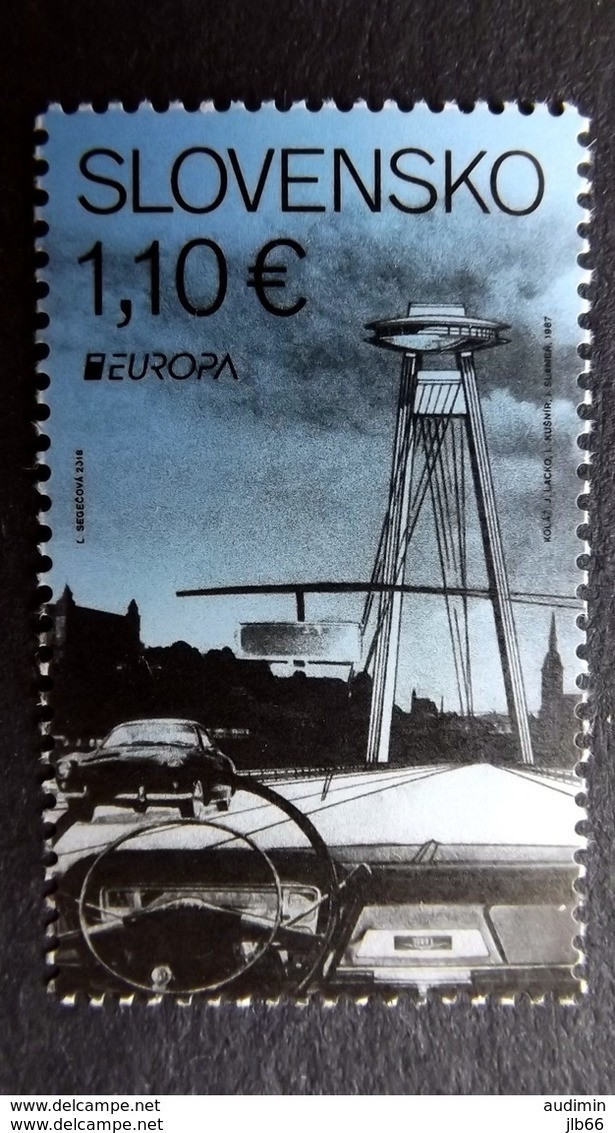 Slovaquie 2018 EUROPA Les 2 Timbres Dentelé Et Non Dentelé Auto Adhésif Pont Du Soulèvement National - Unused Stamps