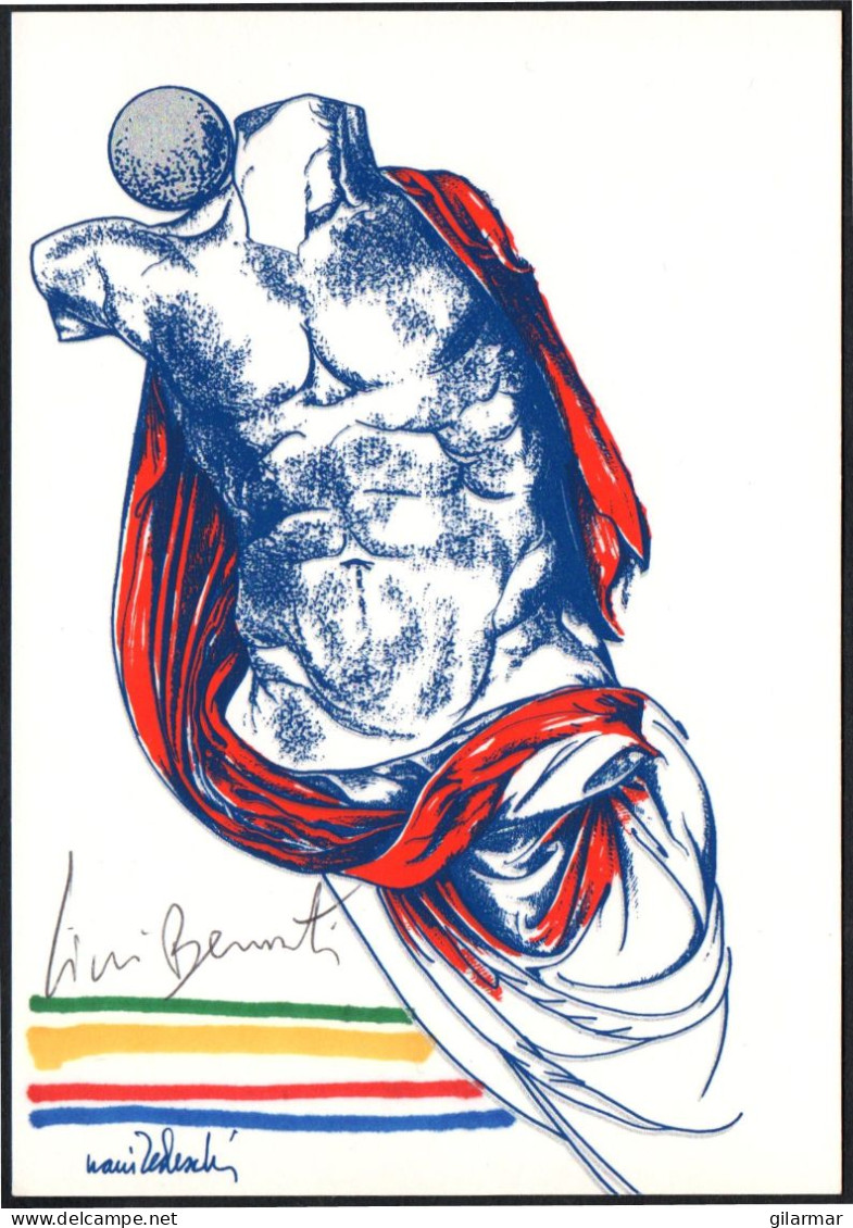 ITALIA ROMA 1987 - CARTOLINA NANI TEDESCHI - CAMPIONATI MONDIALI DI ATLETICA - AUTOGRAFO LIVIO BERRUTI - G - Athlétisme
