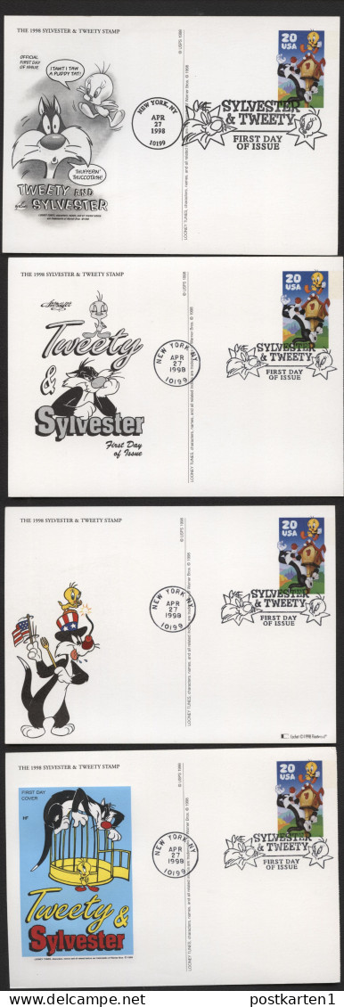 UX291 Postal Cards SYLVESTER & TWEETY FDC 1998 - 1981-00