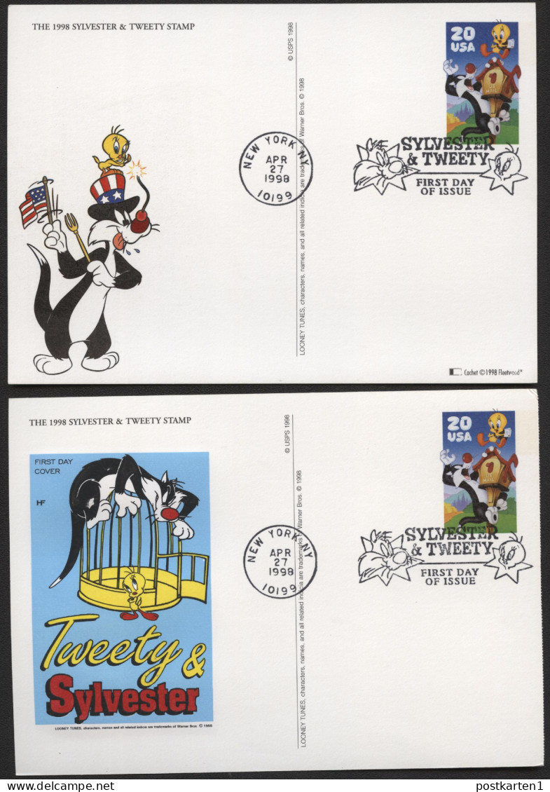 UX291 Postal Cards SYLVESTER & TWEETY FDC 1998 - 1981-00