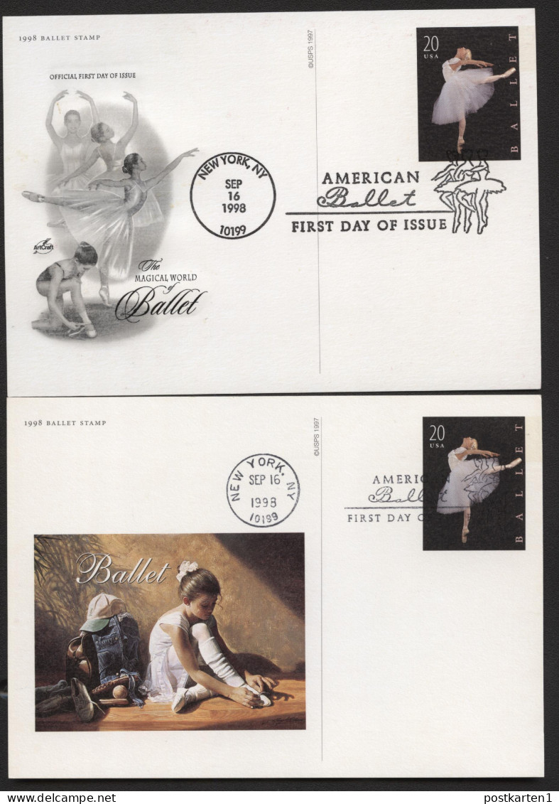 UX297 2 Postal Cards BALLET FDC 1998 - 1981-00
