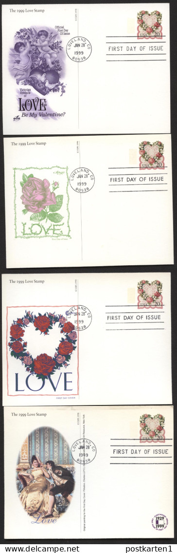 USA UX300 Postal Cards VICTORIAN LOVE FDC 1999 - 1981-00