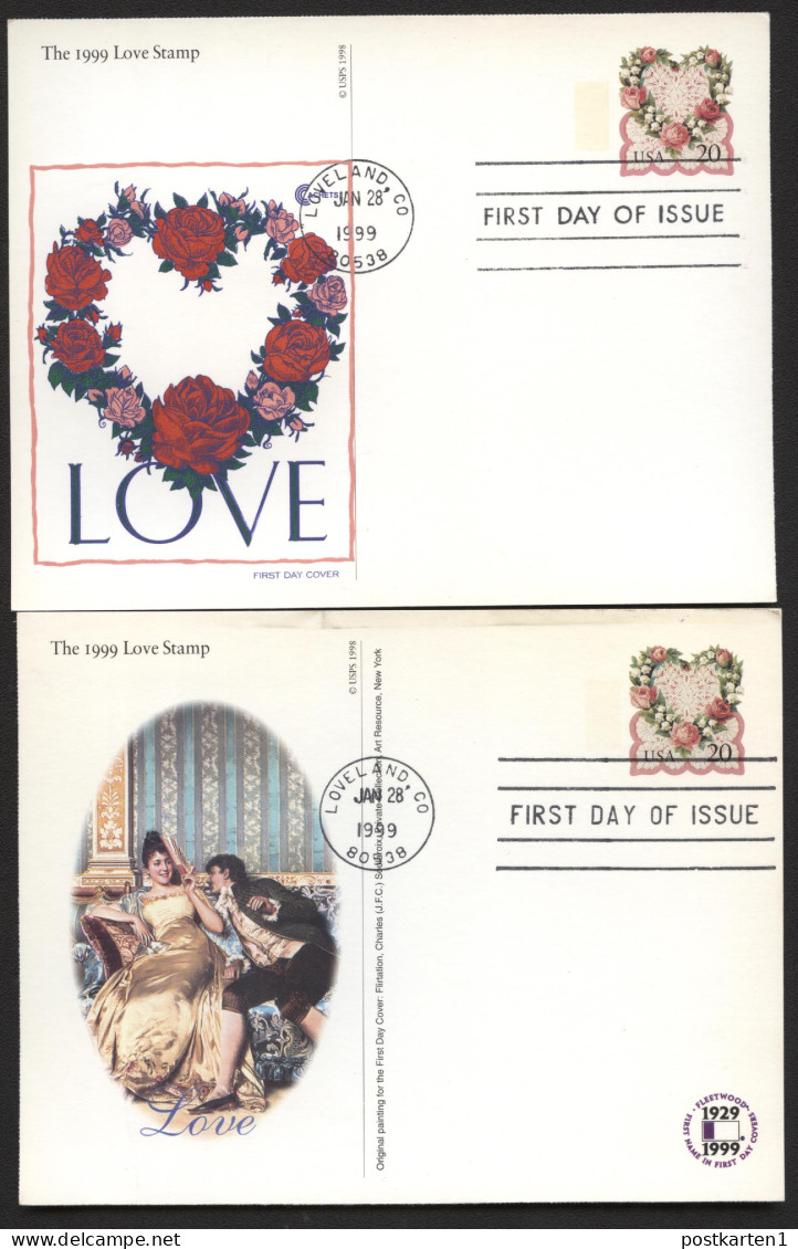 USA UX300 Postal Cards VICTORIAN LOVE FDC 1999 - 1981-00