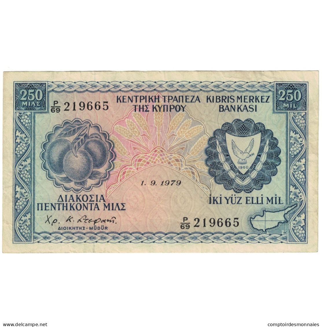 Billet, Chypre, 250 Mils, 1979, 1979-06-01, KM:41c, TTB - Cyprus