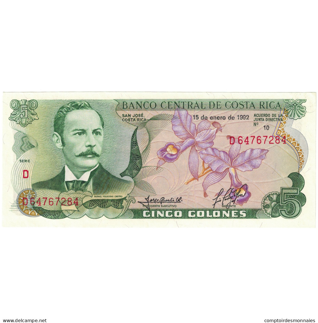 Billet, Costa Rica, 5 Colones, 1992, 1992-01-15, KM:236e, TTB - Costa Rica