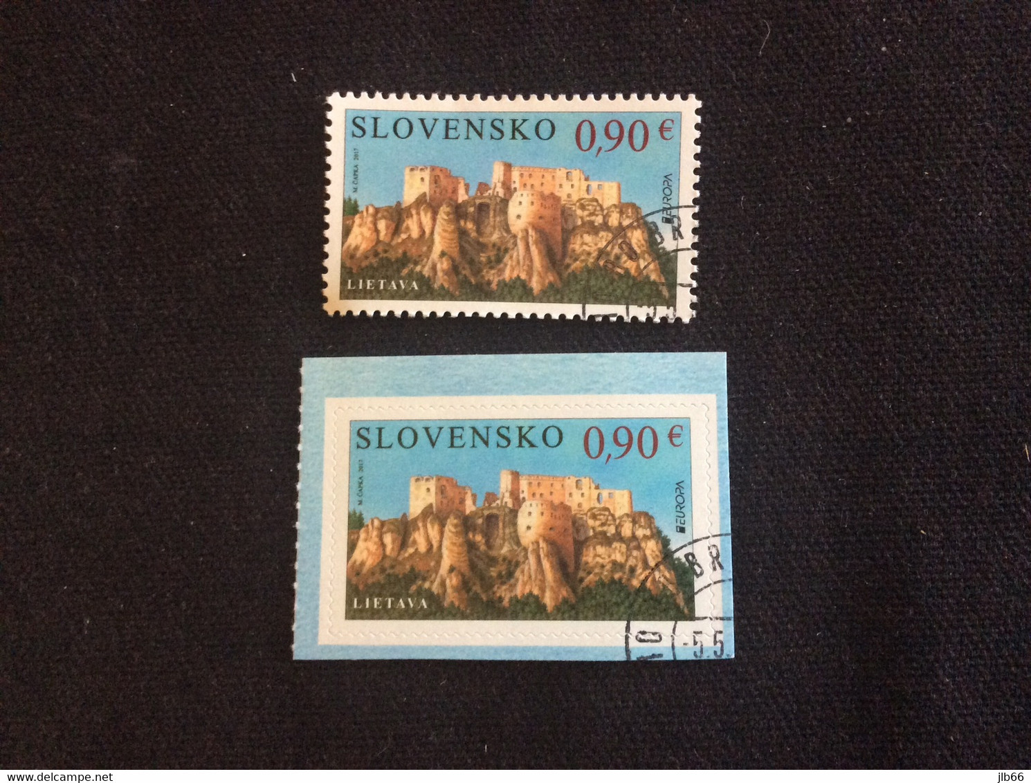 SK 2017 YT 715 716 Oblitéré EUROPA Les 2 Timbres Dentelé Et Non Dentelé Auto Adhésif Château De LIETAVA - Usados