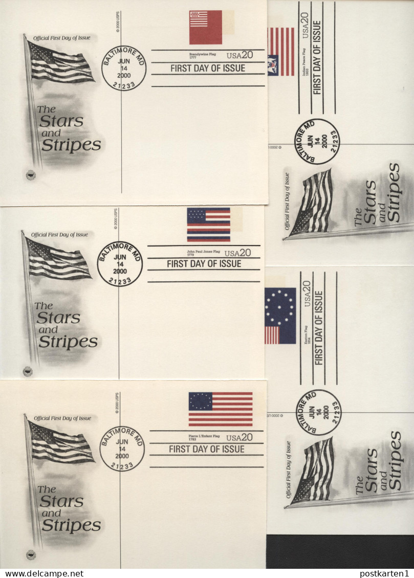 UX317-36 Postal Cards STARS AND STRIPES FDC PCS 2000 - 1981-00