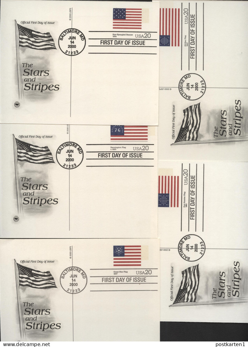 UX317-36 Postal Cards STARS AND STRIPES FDC PCS 2000 - 1981-00