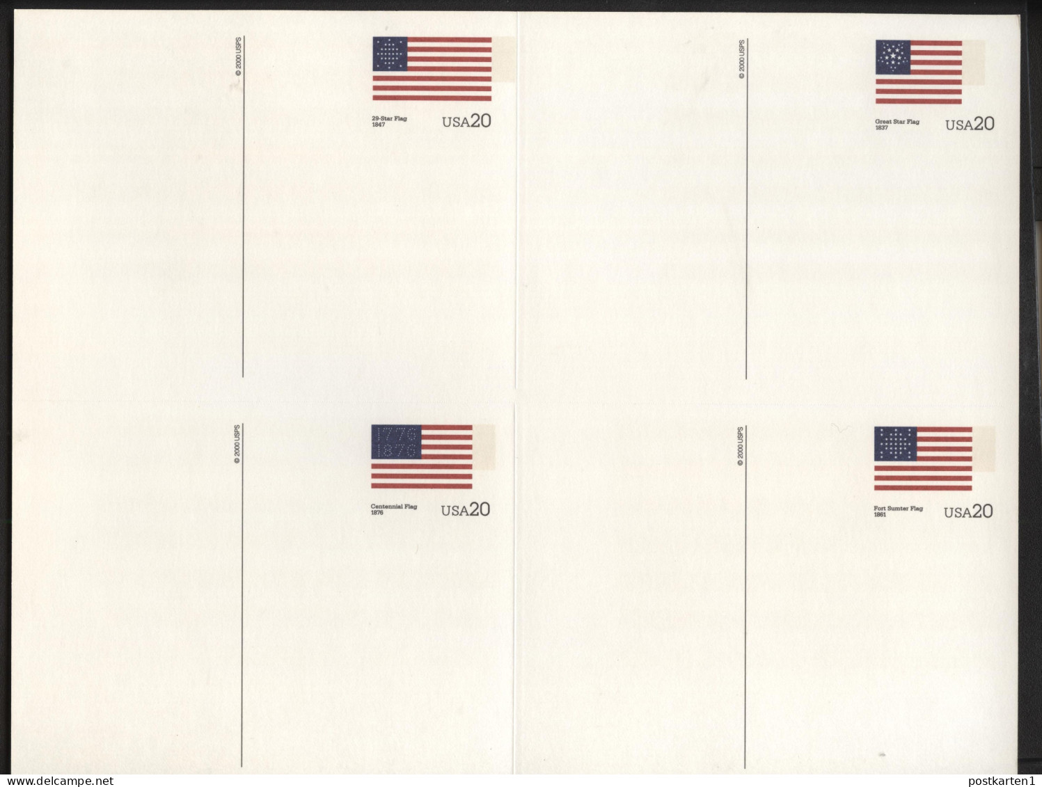UX320a-36a postal cards 5 sheetlets of four STARS AND STRIPES 2000 Cat.$38.00