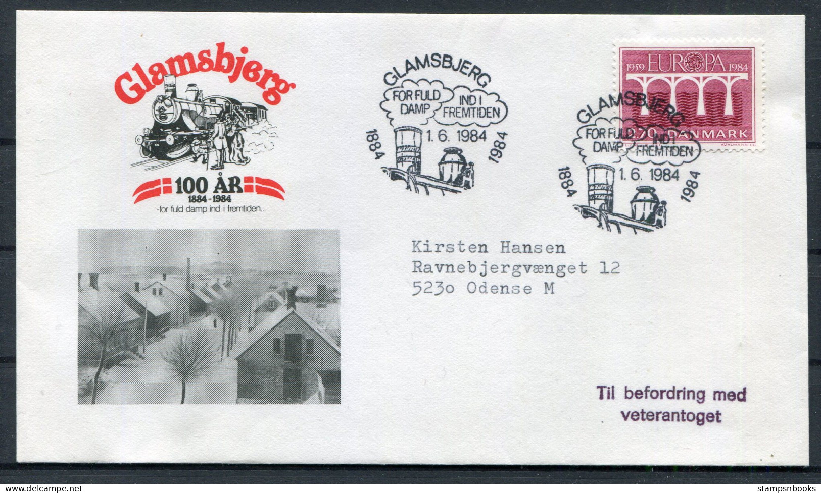 1984 Denmark X 2 Glamsbjerg Train Railway "Til Bedfordring Med Kugleposten" + "Veterantoget" Covers - Storia Postale