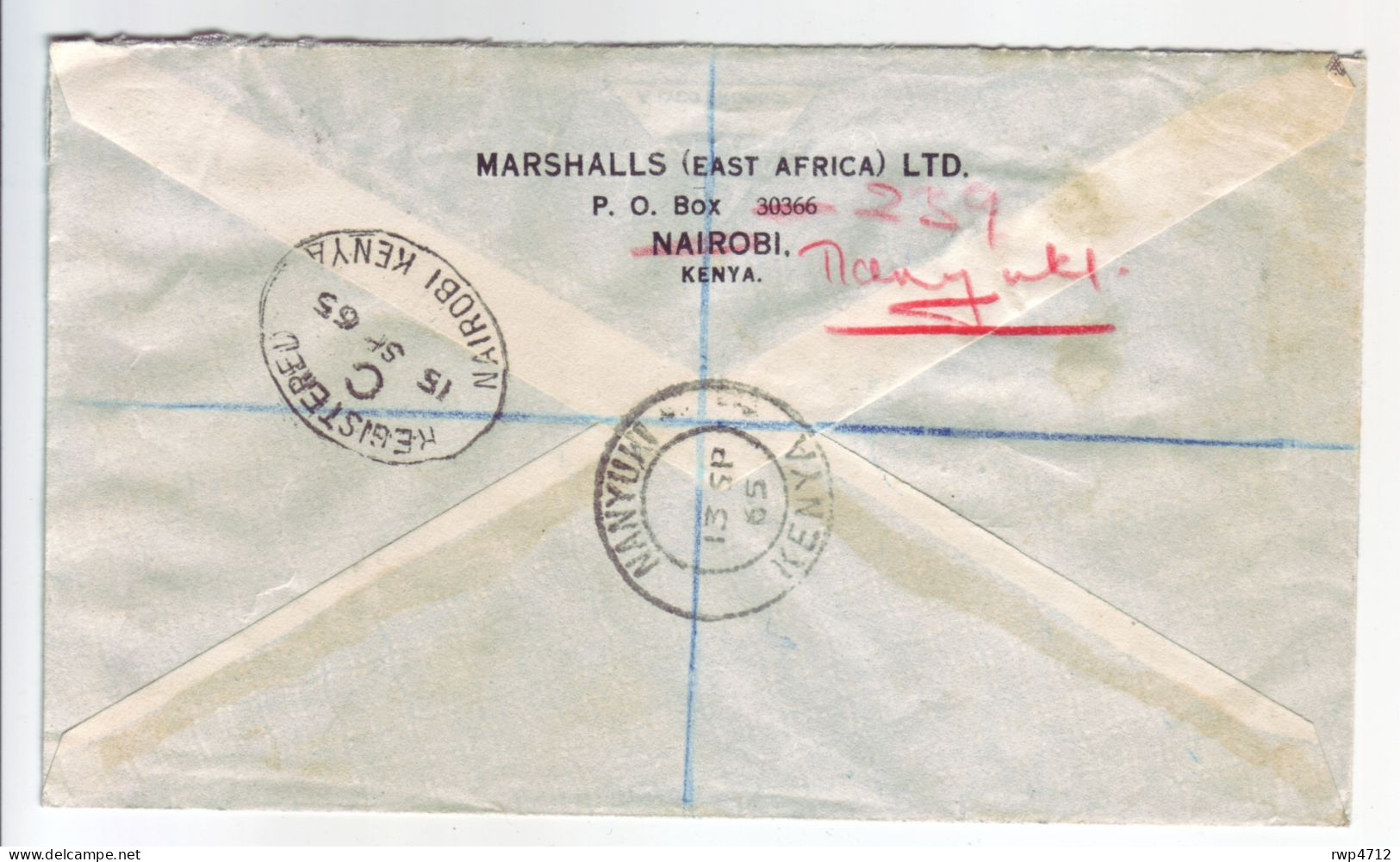 KENYA UGANDA TANZANIA   R-Brief  Registered Cover   Lettre Recomm. 1965 Nanyuki To Nairobi - Kenya, Ouganda & Tanzanie